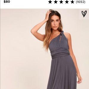 Gray maxi dress ( perfect bridesmaid dress)